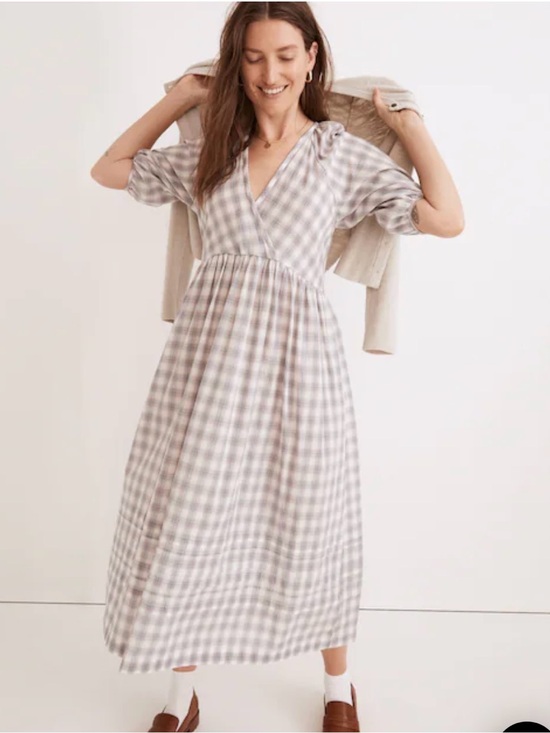 Madewell Dresses & Skirts - Madewell Marianna Puff-Sleeve Midi Dress In Plaid